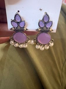Elegant Lavender Pearl Dangle Earrings