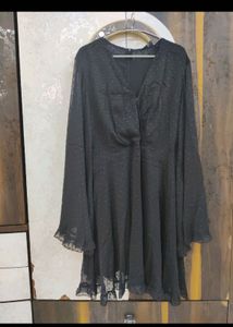 Black Sheer Polka Dot Dress