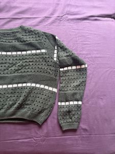 Green Striped Knit Sweater