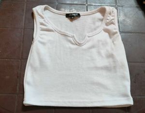 Cream Ribbed Tank Top
