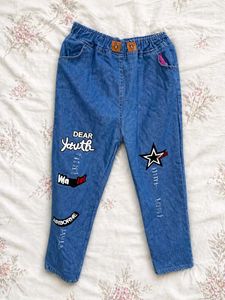 Stylish Blue Denim Jeans with Patches