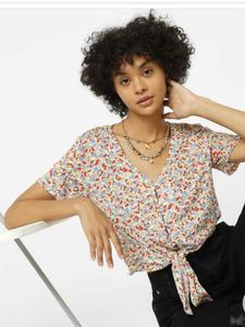 Floral Print Tie-Front Top