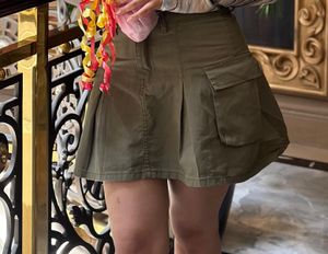 Olive Green Cargo Mini Skirt