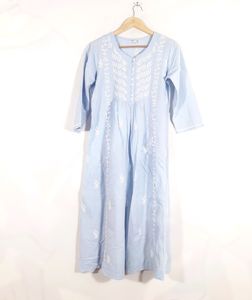 Light Blue Embroidery Kurta (Women's)