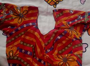 Vibrant Indian Saree with Embellishments