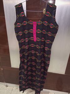 Patterned Black Kurta