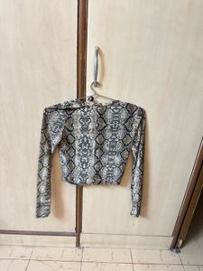Chic Snake Print Twist Front Top