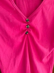 V-Neck Long Sleeve Pink Top