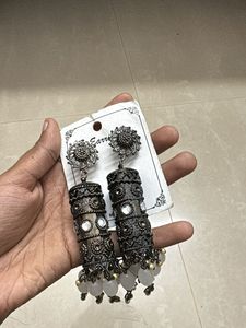 Oxidized Jhumka Earrings