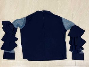 Chic Navy Blue Tiered Sleeve Top