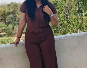 Brown Ribbed Co-ord Set