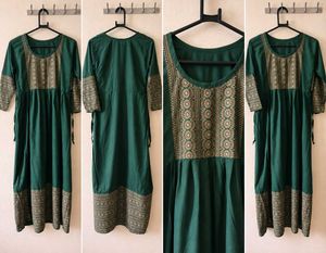 Green Anarkali with Gold Print