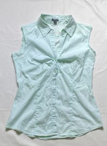 Light Blue Sleeveless Collared Shirt