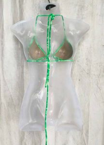 41810. Vibrant Green Marble Print Bikini Top