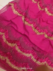 golden choli and dark pink ghaghra with duppatta