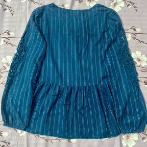 Blue Striped Peplum Kurta Top