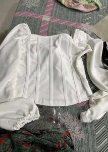 White Square Neck Corset Top