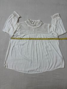 Boho White Crochet Neck Blouse