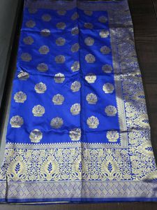 Royal Blue &amp; Gold Sareey unstitched blouse