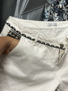 Embroidered White Shorts