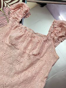 Pink Lace Off-Shoulder Top