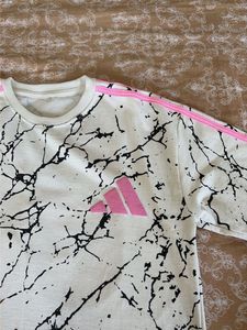 Adidas White Marble Print Sweatshirt