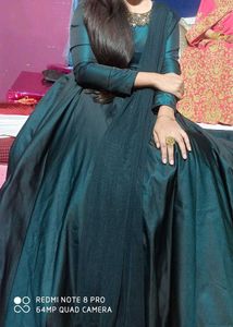 New Elegant Teal Ethnic Gown with Dupatta