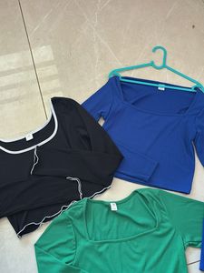 3 Pack Square Neck Long Sleeve Tops