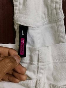 Jealous 21 White Dungarees Size Large