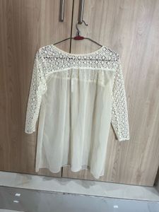 Elegant Lace Sleeve Sheer Tunic Top
