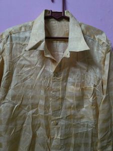 Men's Beige Plaid Long Sleeve Shirt
