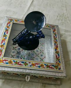 Wooden Meenakari Box &amp; Set Of 3 Candle Stand