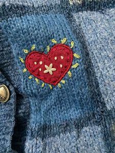 Pintresty 🌸Blue Patchwork Knit Cardigan