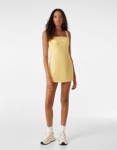 Bershka Yellow Mini Dress lining Shorts insid