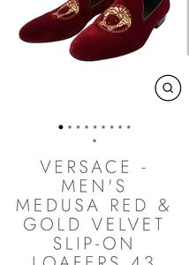 Versace Men's Red Velvet Medusa Loafers