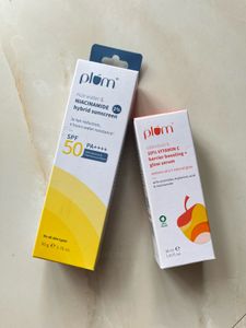 Plum Rice Water hybrid sunscreen & vitamin c serum