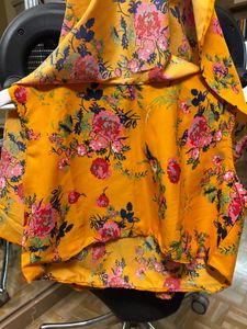 Vibrant Floral Print Cape Blouse