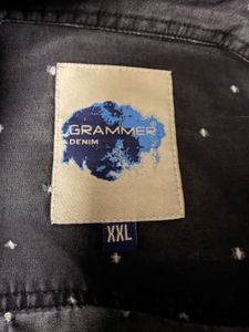 Men's Grey Polka Dot Denim Shirt