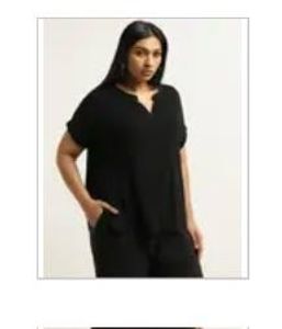 Westside plus size Classic Black V-Neck Top