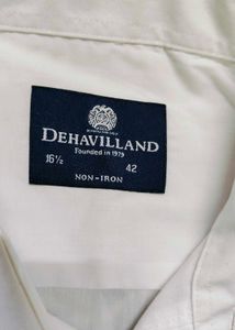 Dehavilland Men White Cotton Mix Regular Fit Shirt