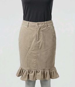Khaki pleated midi skirt
