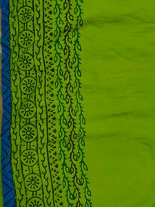 Green printed cotton kurta