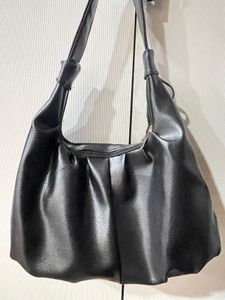 Chic Black Faux Leather Hobo Bag