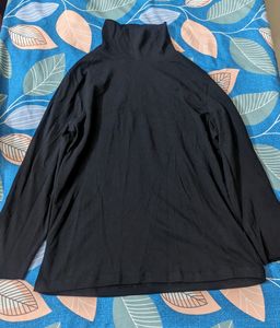 Black Polo Neck Rough Top