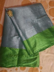Elegant Grey & Green Saree