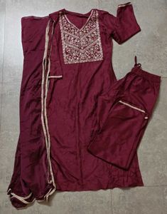 Maroon Kurta Set with Dupatta