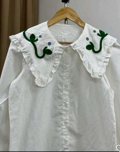 Cute Embroidered Collar Top