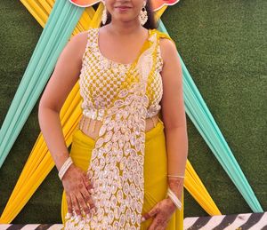 Designer Yellow Saree with Embellished Blouse