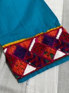 Beautiful Teal Kurta with Embellished Neckline