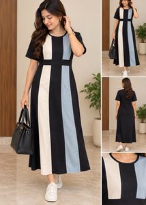 Stylish Color Block Midi Dress